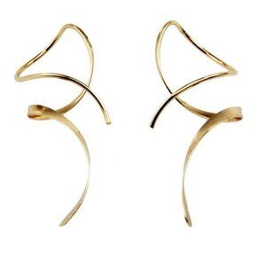 14K Gold Earrings for Women /Spiral Threader/ Hand Bent Dangle Earrings